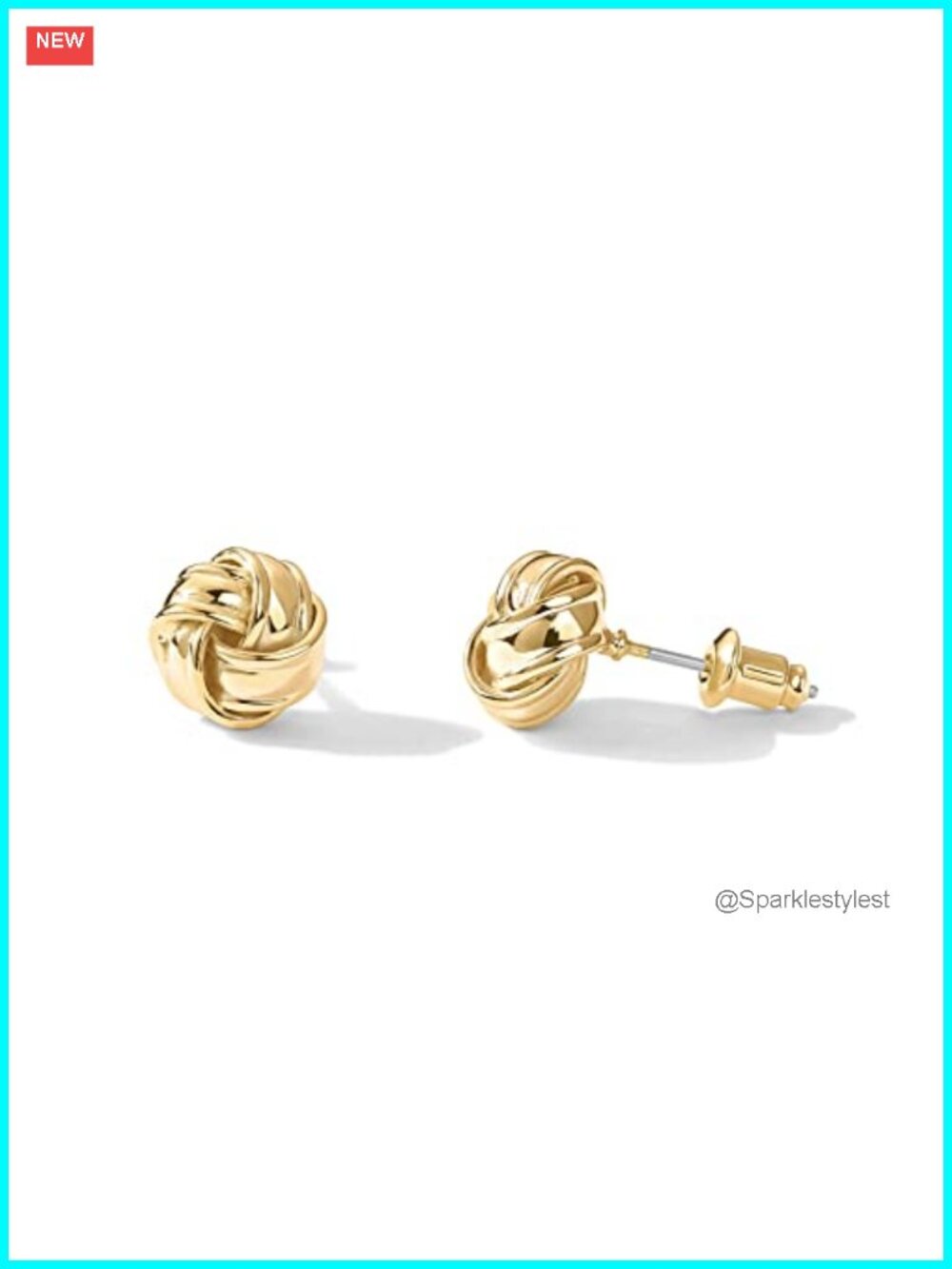 14K Gold Plated Love Knot Stud Earrings Small Elegant